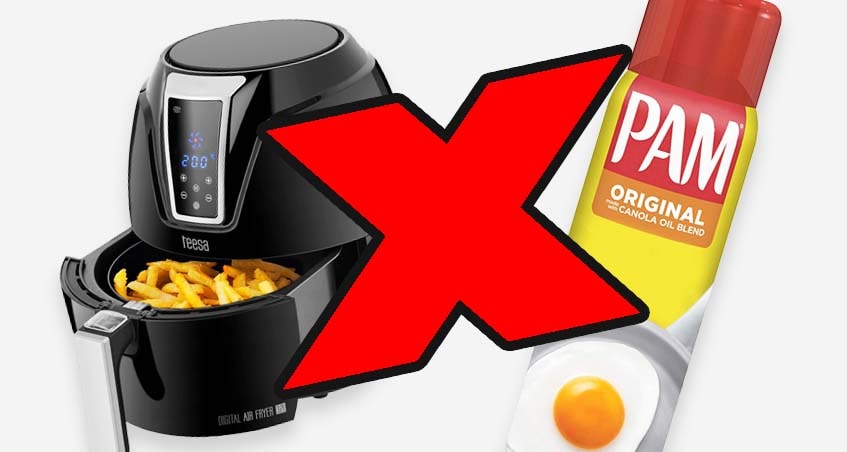 Using pam to grease up your air fryer can cause damage to the air fryer basket's non-stick surface over time.