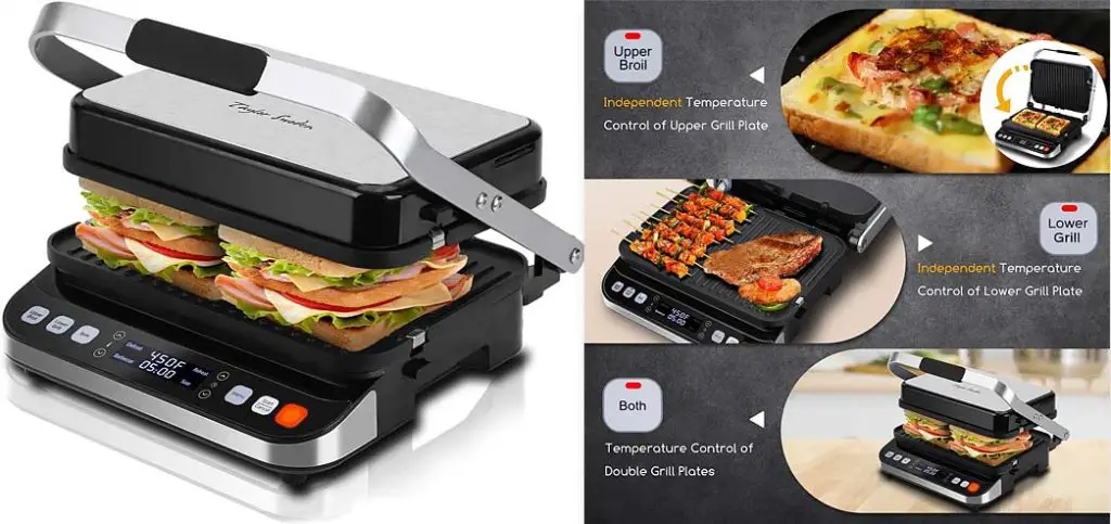 Taylor Swoden panini press is a great example of small yet capacious panini press with lots of convenient quality of life features.