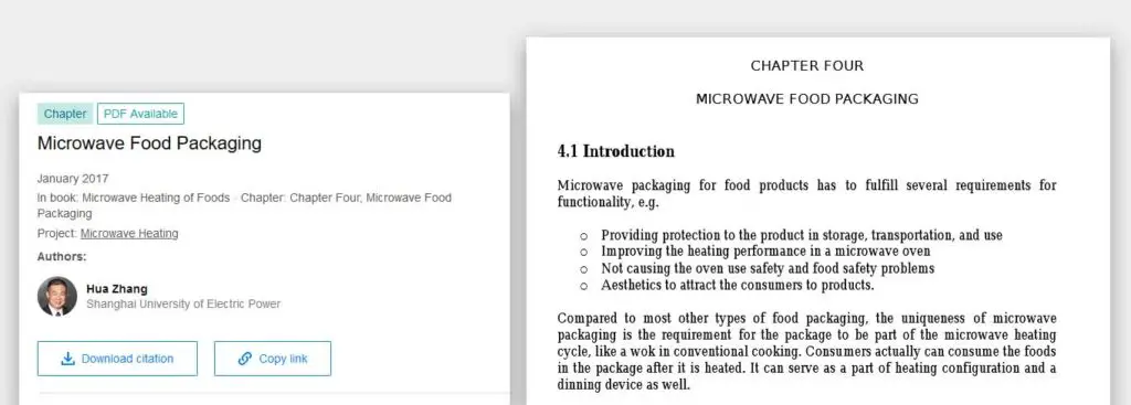 Microwave Food Packaging research paper - Hua Zhang, Shanghai University of Electric Power.