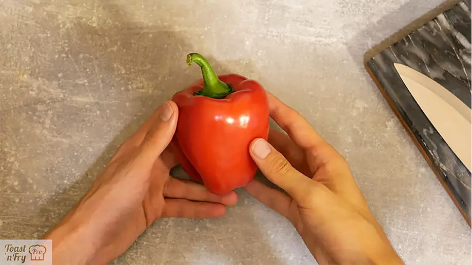 Grab your peppers and lets begin! - Bell peppers roasted in an air fryer.