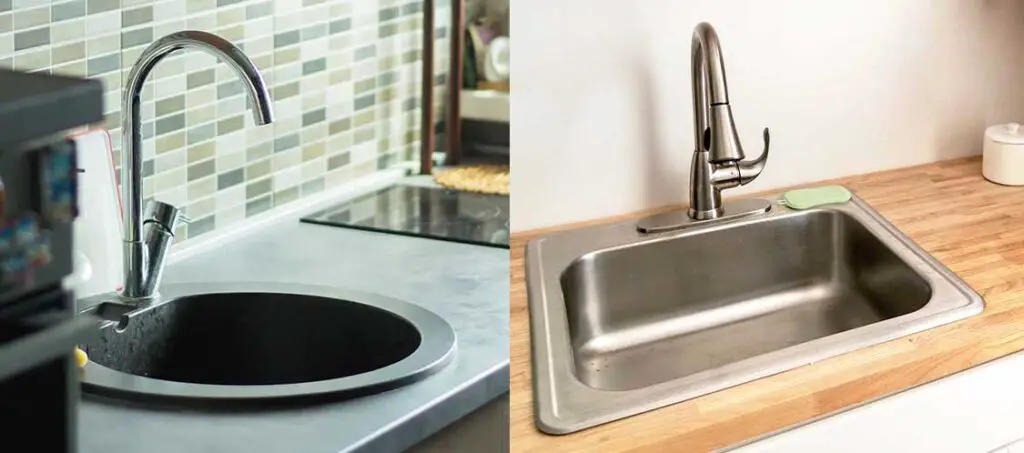 Two overlay/drop-in type sinks - these are simply put in a hole in the countertop's surface - a much easier installation process.