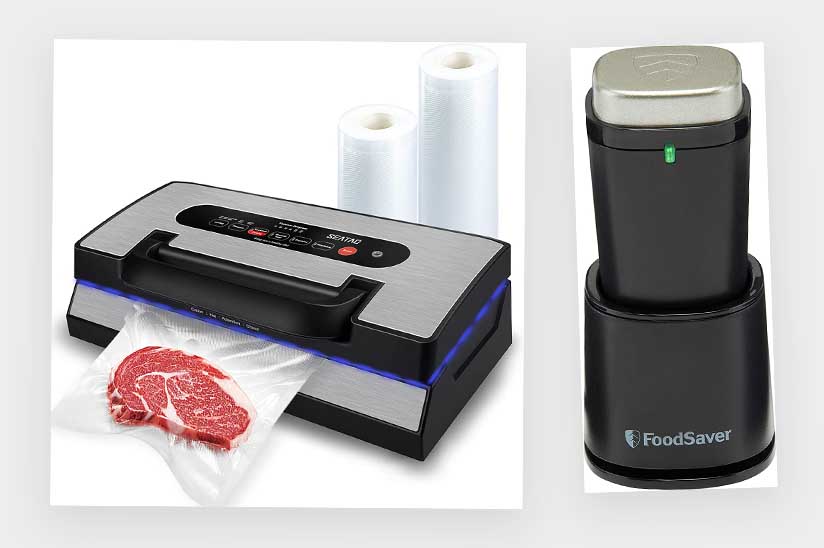 Yes, this little buddy on the right is also a vacuum sealer - a portable handheld one!